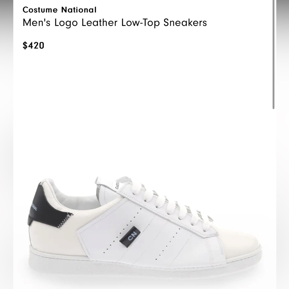 New with Box! Costume National Men’s Logo Leather Low Top Sneakers